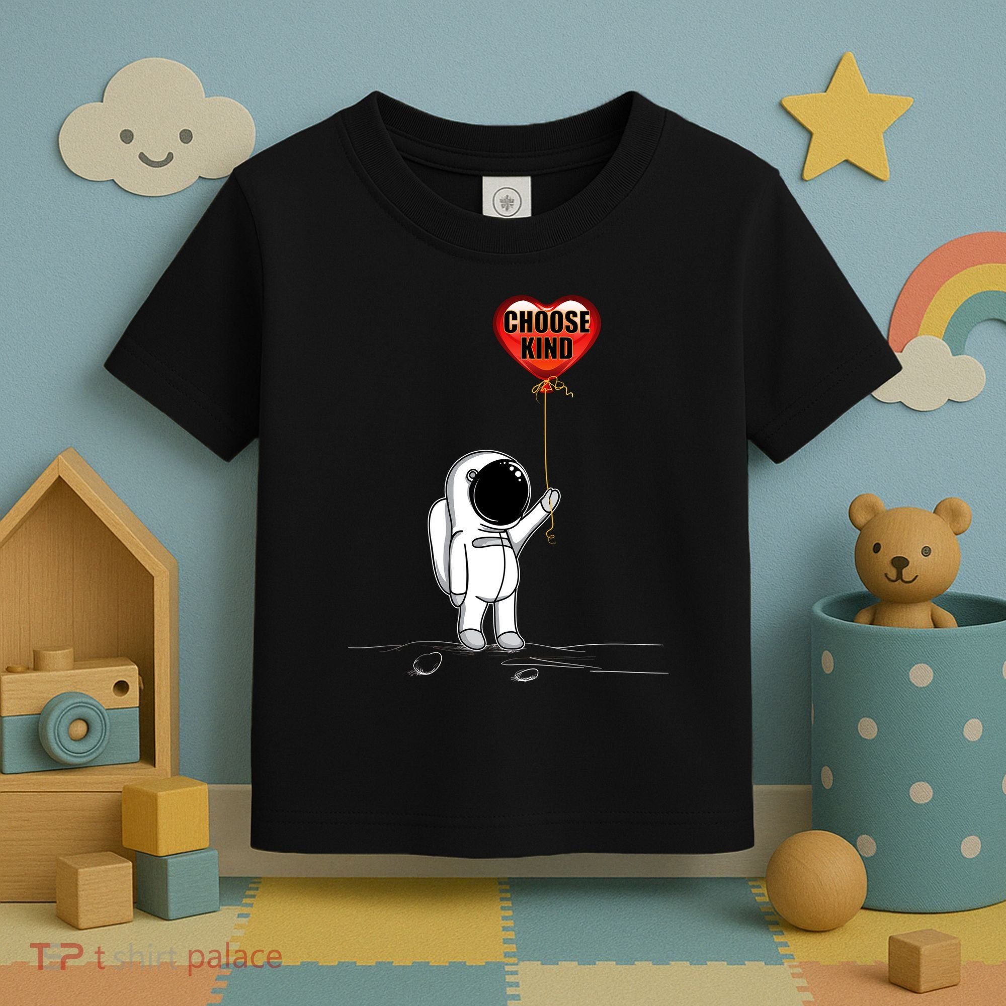 Choose Kind Astronaut Balloon Heart Anti Bullying Toddler T-Shirt