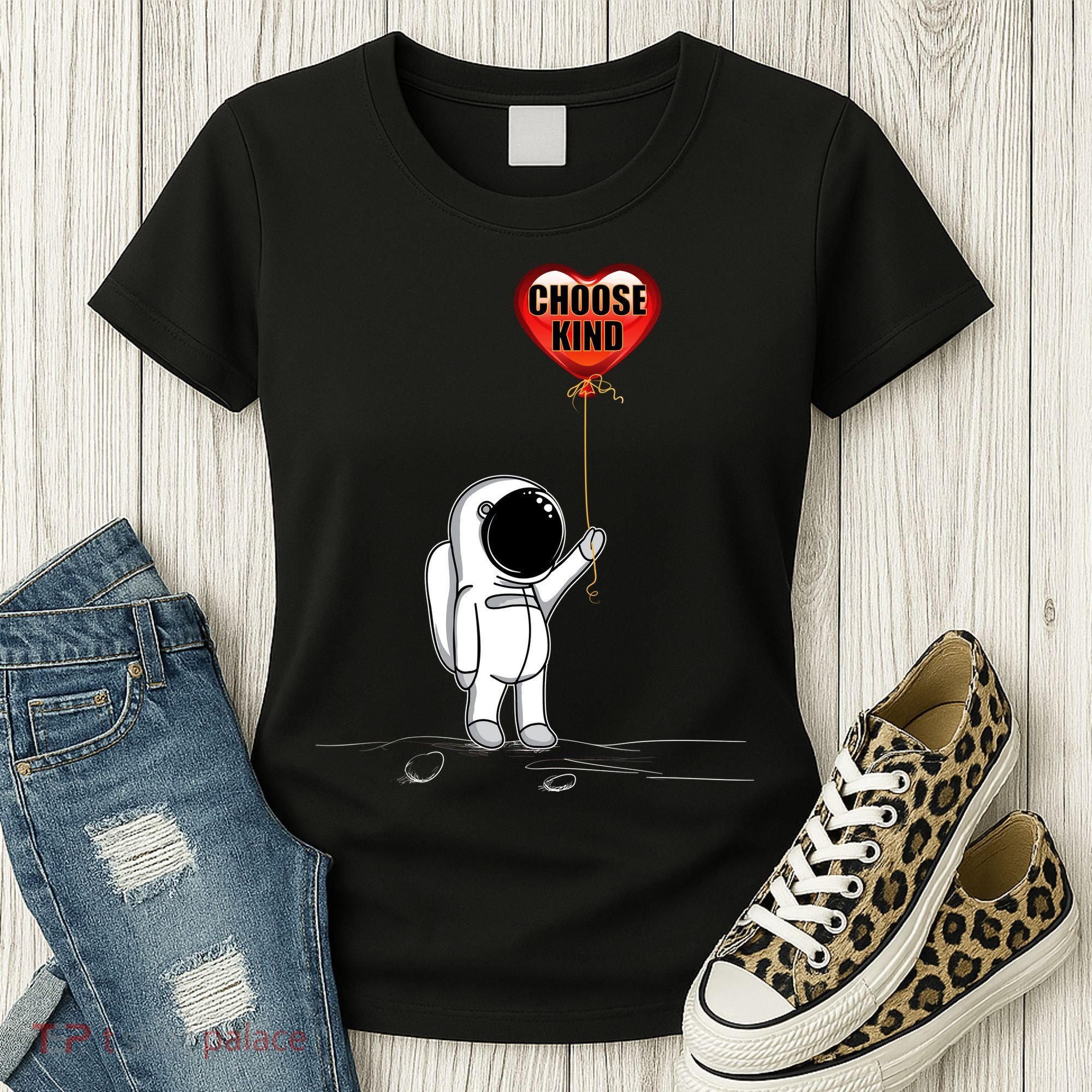 Choose Kind Astronaut Balloon Heart Anti Bullying Women's T-Shirt