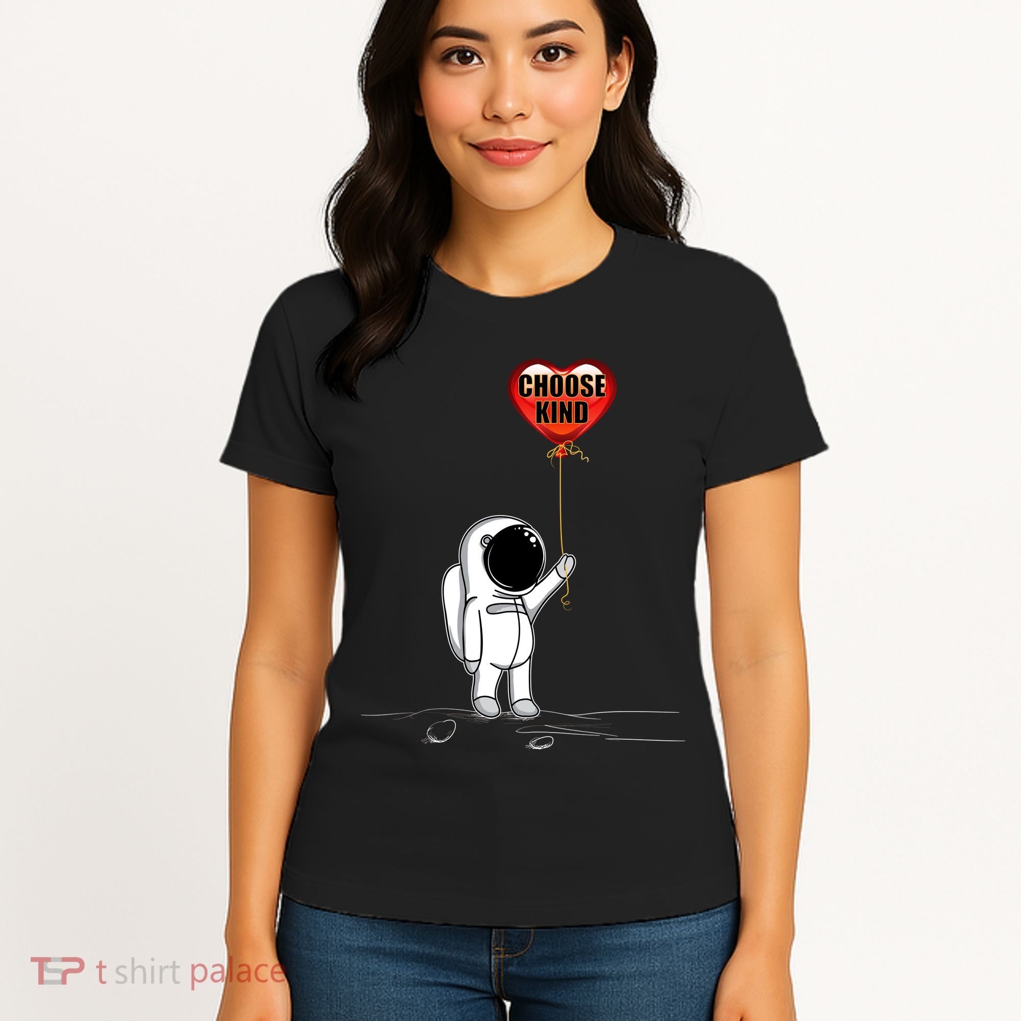 Choose Kind Astronaut Balloon Heart Anti Bullying Women's T-Shirt