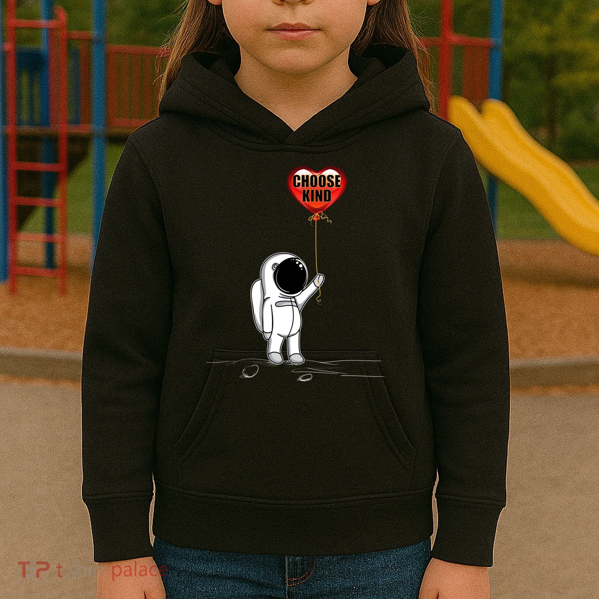 Choose Kind Astronaut Balloon Heart Anti Bullying Kids Hoodie