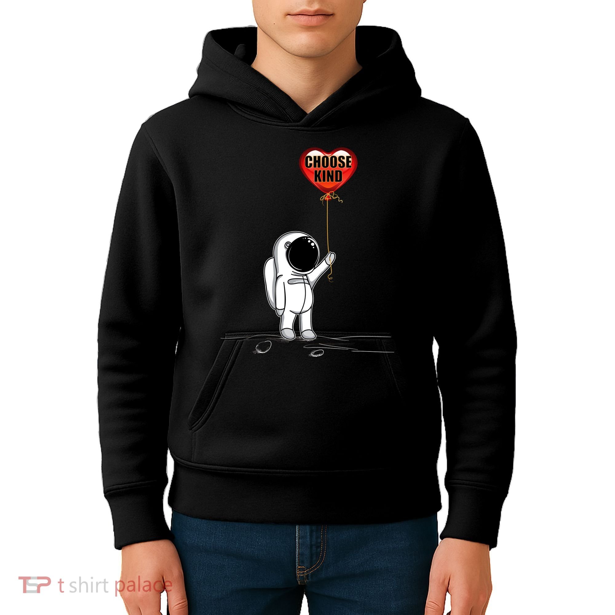 Choose Kind Astronaut Balloon Heart Anti Bullying Kids Hoodie