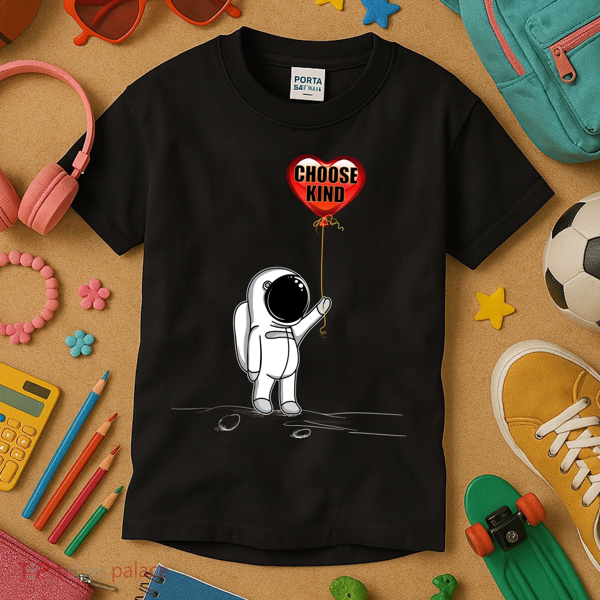 Choose Kind Astronaut Balloon Heart Anti Bullying Kids T-Shirt