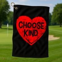 Choose Kind Distressed Heart Anti-Bullying Golf Towel thumb 1