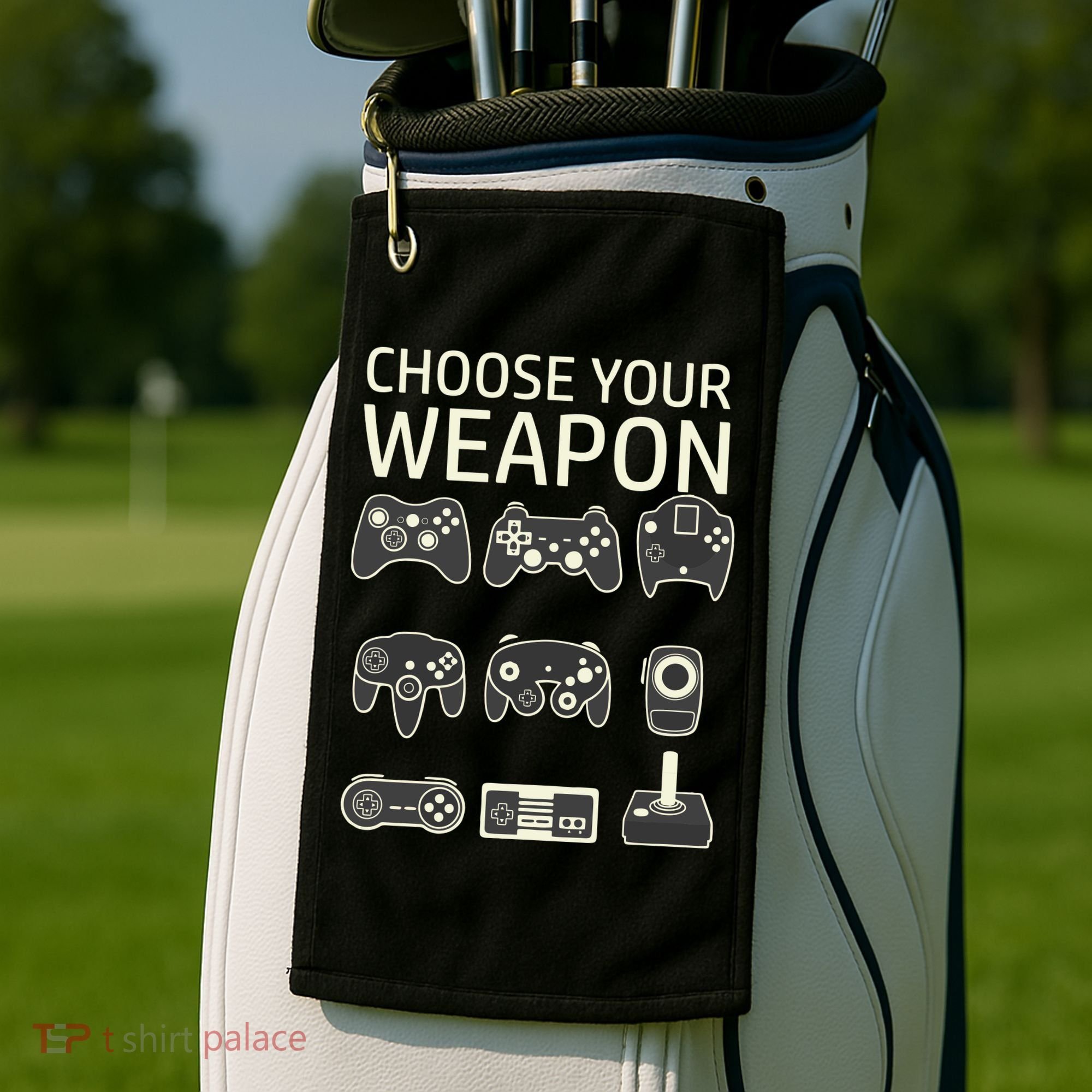 Choose Your Weapon Gaming Controllers Console Gamer Funny Golf Towel