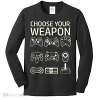 Choose Your Weapon Gaming Controllers Console Gamer Funny Kids Long Sleeve Shirt thumb 0