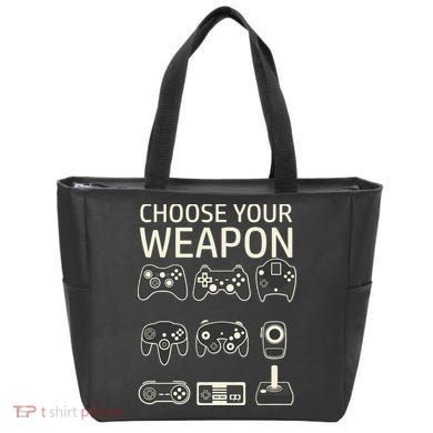 Choose Your Weapon Gaming Controllers Console Gamer Funny Tote Bag