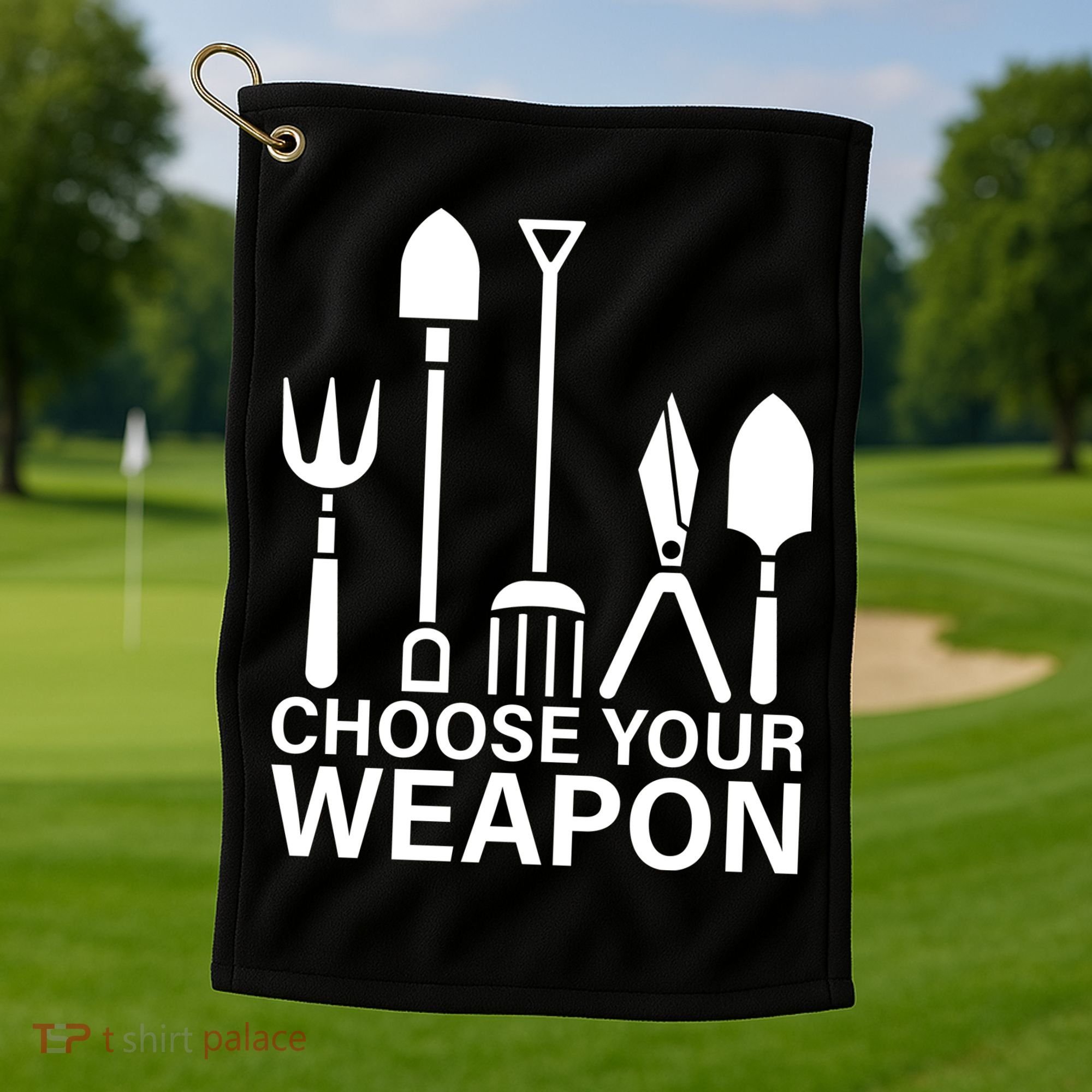 Choose Your Weapons Gardening Tools Golf Towel