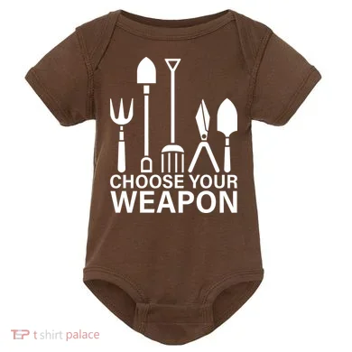 Choose Your Weapons Gardening Tools Baby Bodysuit