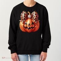 Cute Halloween Pumpkin Leopard Bow Women's Sweatshirt thumb 0