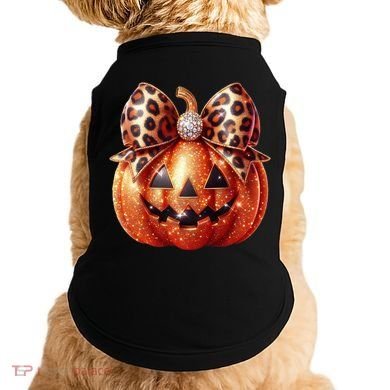 Cute Halloween Pumpkin Leopard Bow Doggie Tank