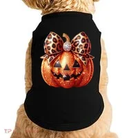 Cute Halloween Pumpkin Leopard Bow Doggie Tank thumb 0