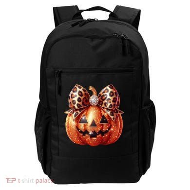 Cute Halloween Pumpkin Leopard Bow Backpack