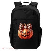 Cute Halloween Pumpkin Leopard Bow Backpack thumb 0