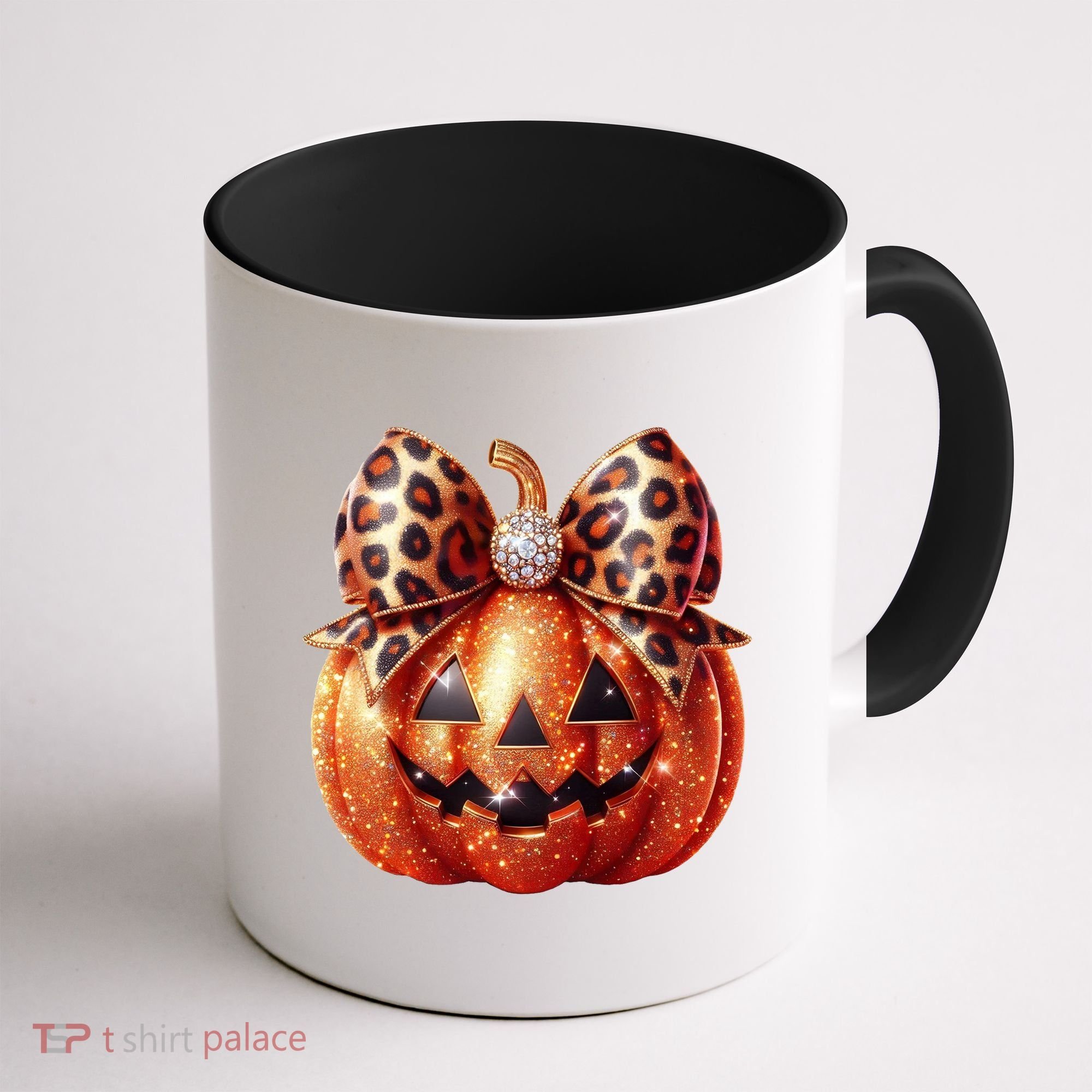 Cute Halloween Pumpkin Leopard Bow Coffee Mug