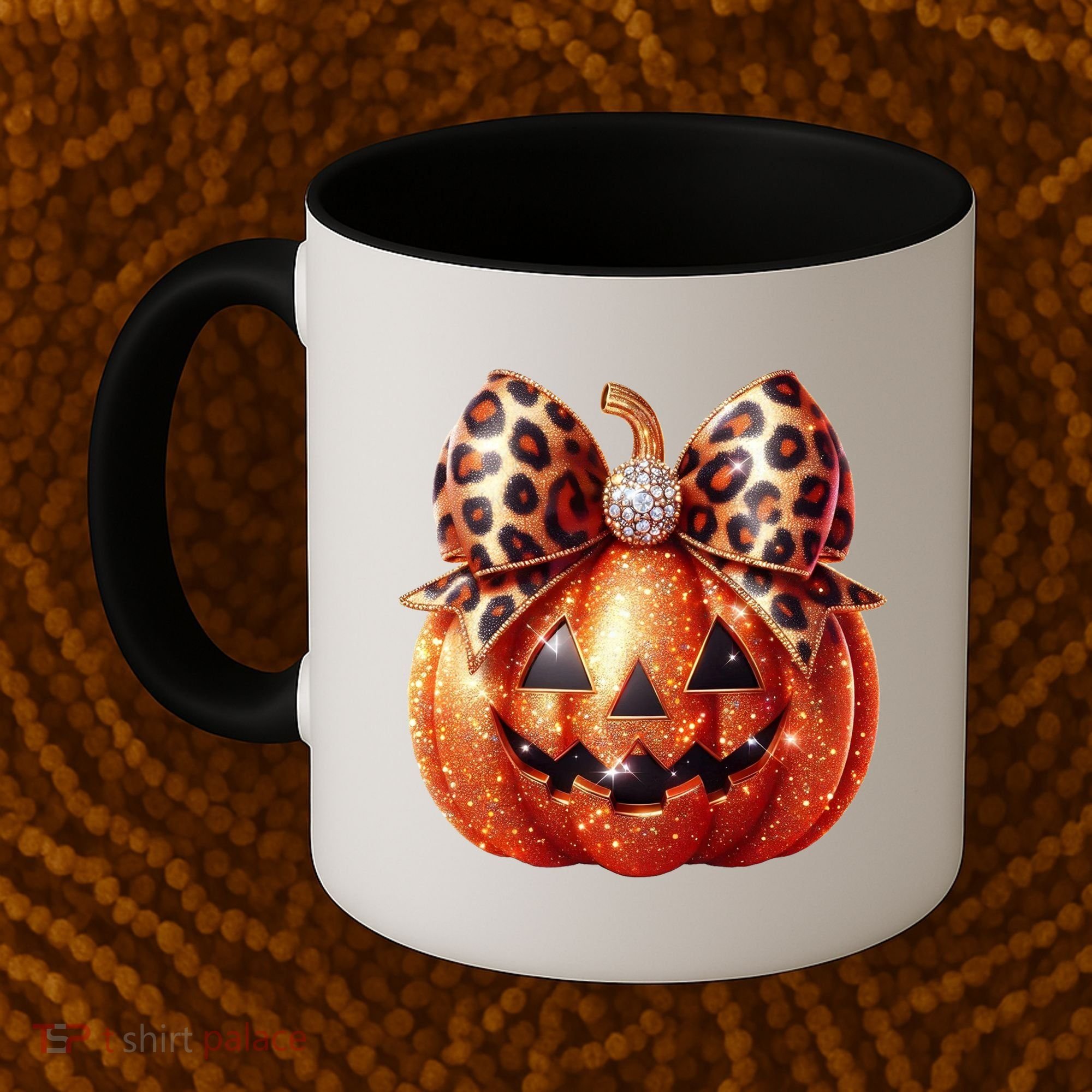 Cute Halloween Pumpkin Leopard Bow Coffee Mug