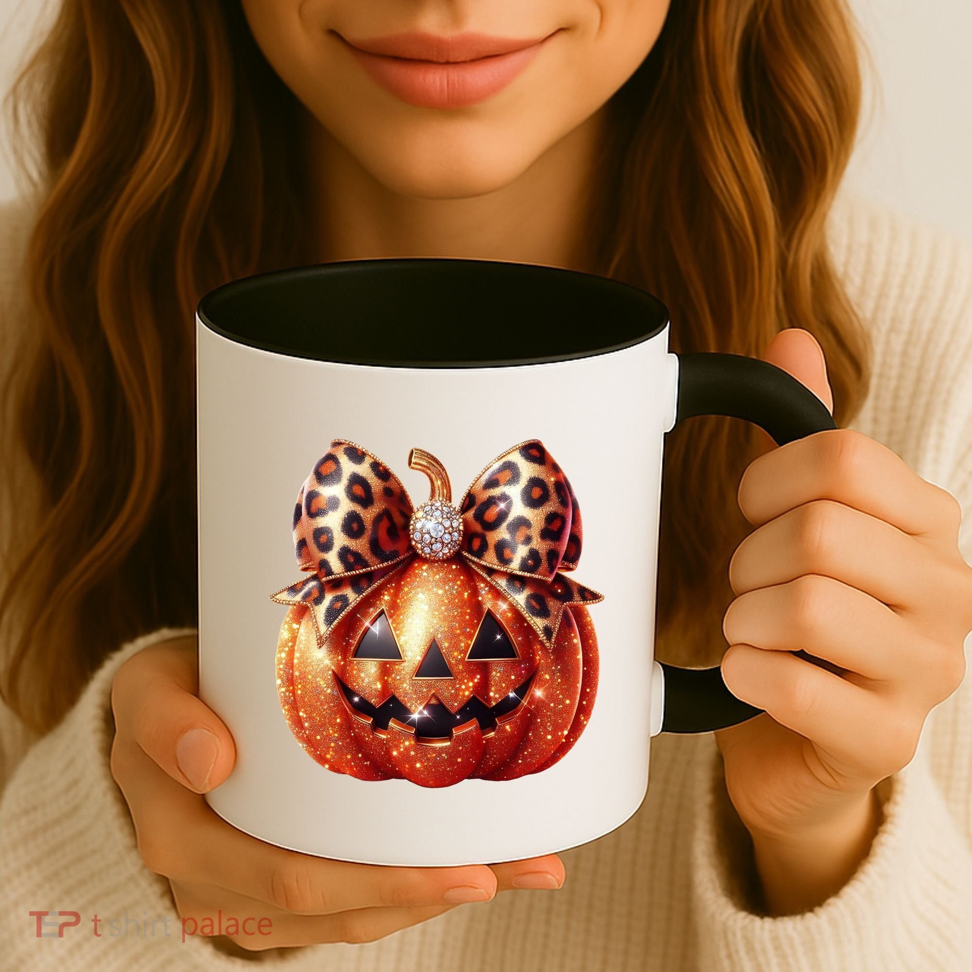 Cute Halloween Pumpkin Leopard Bow Coffee Mug