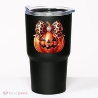 Cute Halloween Pumpkin Leopard Bow Tumbler thumb 0