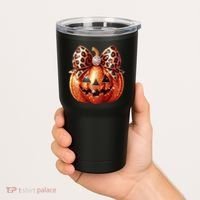 Cute Halloween Pumpkin Leopard Bow Tumbler thumb 2