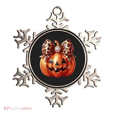 Cute Halloween Pumpkin Leopard Bow Ornament