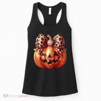 Cute Halloween Pumpkin Leopard Bow Women's Tank Top thumb 0