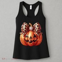 Cute Halloween Pumpkin Leopard Bow Women's Tank Top thumb 3