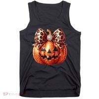 Cute Halloween Pumpkin Leopard Bow Tank Top thumb 0