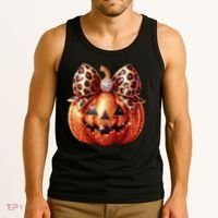 Cute Halloween Pumpkin Leopard Bow Tank Top thumb 3
