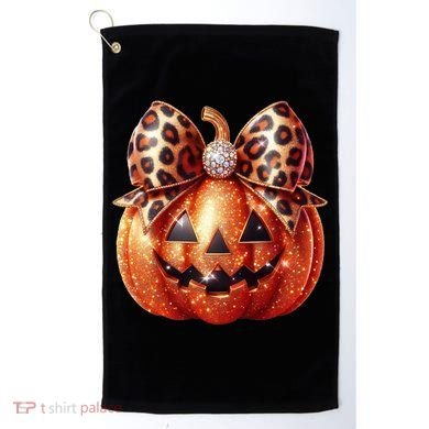 Cute Halloween Pumpkin Leopard Bow Golf Towel