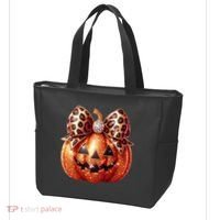 Cute Halloween Pumpkin Leopard Bow Tote Bag thumb 3