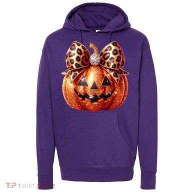 Cute Halloween Pumpkin Leopard Bow Hoodie