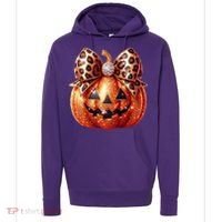 Cute Halloween Pumpkin Leopard Bow Hoodie thumb 0