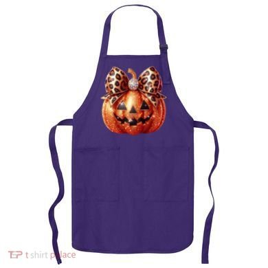Cute Halloween Pumpkin Leopard Bow Apron