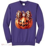 Cute Halloween Pumpkin Leopard Bow Sweatshirt thumb 0