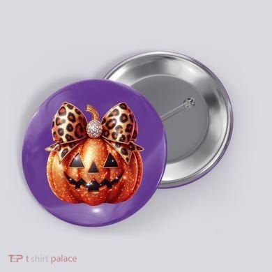 Cute Halloween Pumpkin Leopard Bow Button