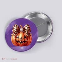 Cute Halloween Pumpkin Leopard Bow Button thumb 0
