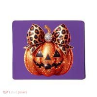 Cute Halloween Pumpkin Leopard Bow Mousepad thumb 0