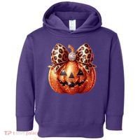 Cute Halloween Pumpkin Leopard Bow Toddler Hoodie thumb 0