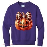Cute Halloween Pumpkin Leopard Bow Kids Sweatshirt thumb 0