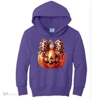 Cute Halloween Pumpkin Leopard Bow Kids Hoodie thumb 0