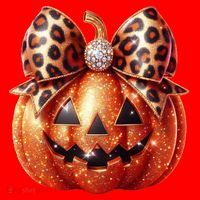 Cute Halloween Pumpkin Leopard Bow Santa Hat thumb 1