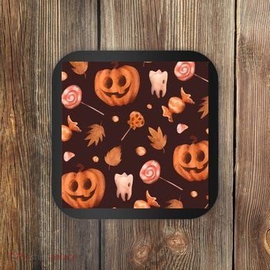 Creepy Halloween Pumpkin Candy Coaster