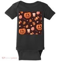 Creepy Halloween Pumpkin Candy Baby Bodysuit thumb 0