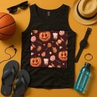 Creepy Halloween Pumpkin Candy Tank Top thumb 4