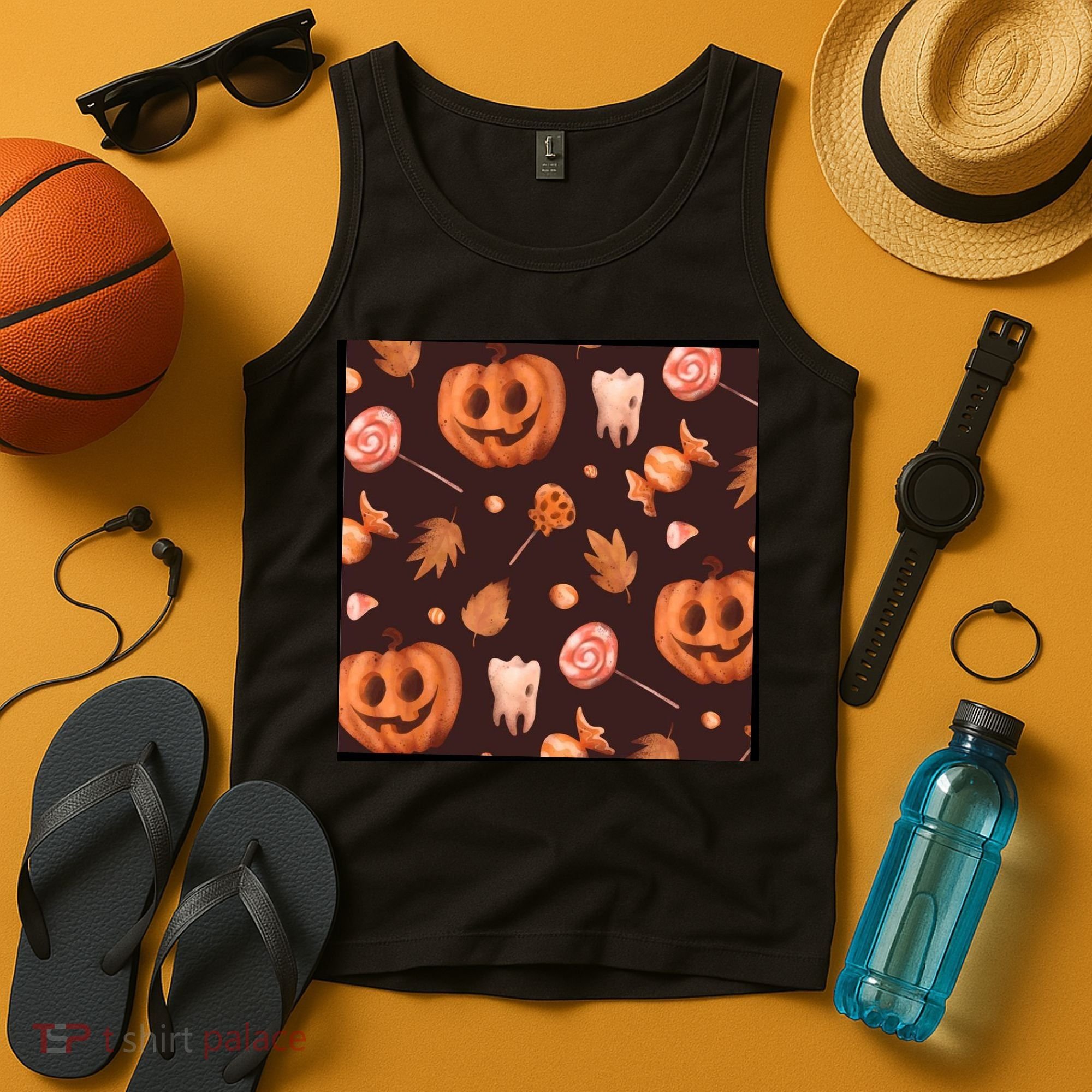 Creepy Halloween Pumpkin Candy Tank Top