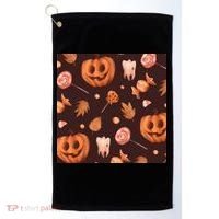 Creepy Halloween Pumpkin Candy Golf Towel thumb 0