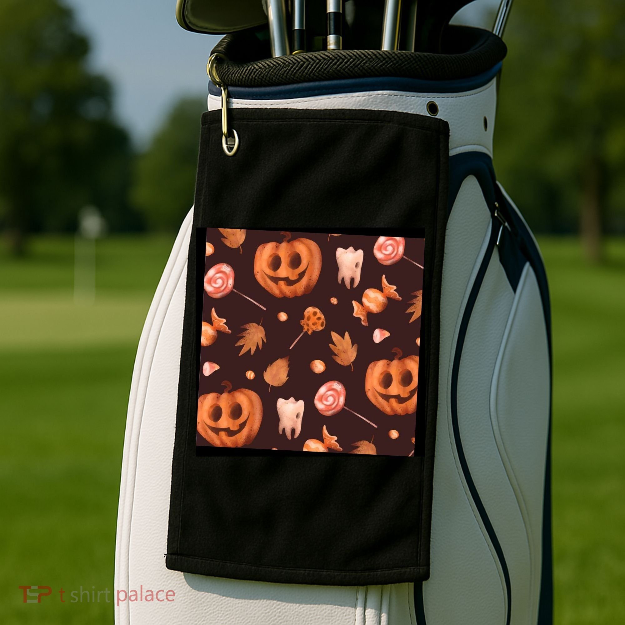 Creepy Halloween Pumpkin Candy Golf Towel