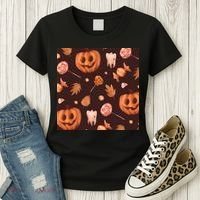 Creepy Halloween Pumpkin Candy Women's T-Shirt thumb 3