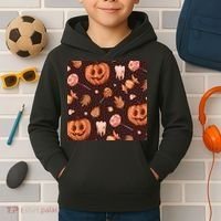 Creepy Halloween Pumpkin Candy Kids Hoodie thumb 2