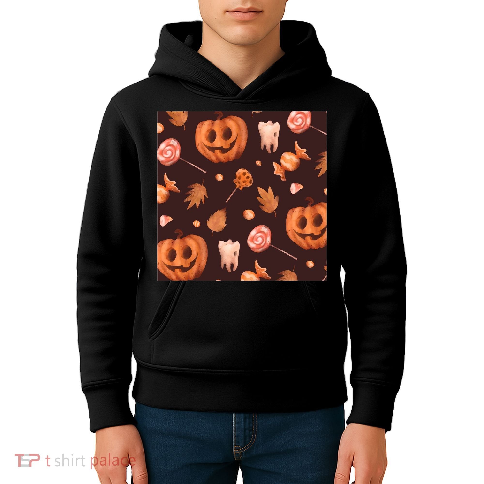 Creepy Halloween Pumpkin Candy Kids Hoodie