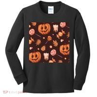 Creepy Halloween Pumpkin Candy Kids Long Sleeve Shirt thumb 0